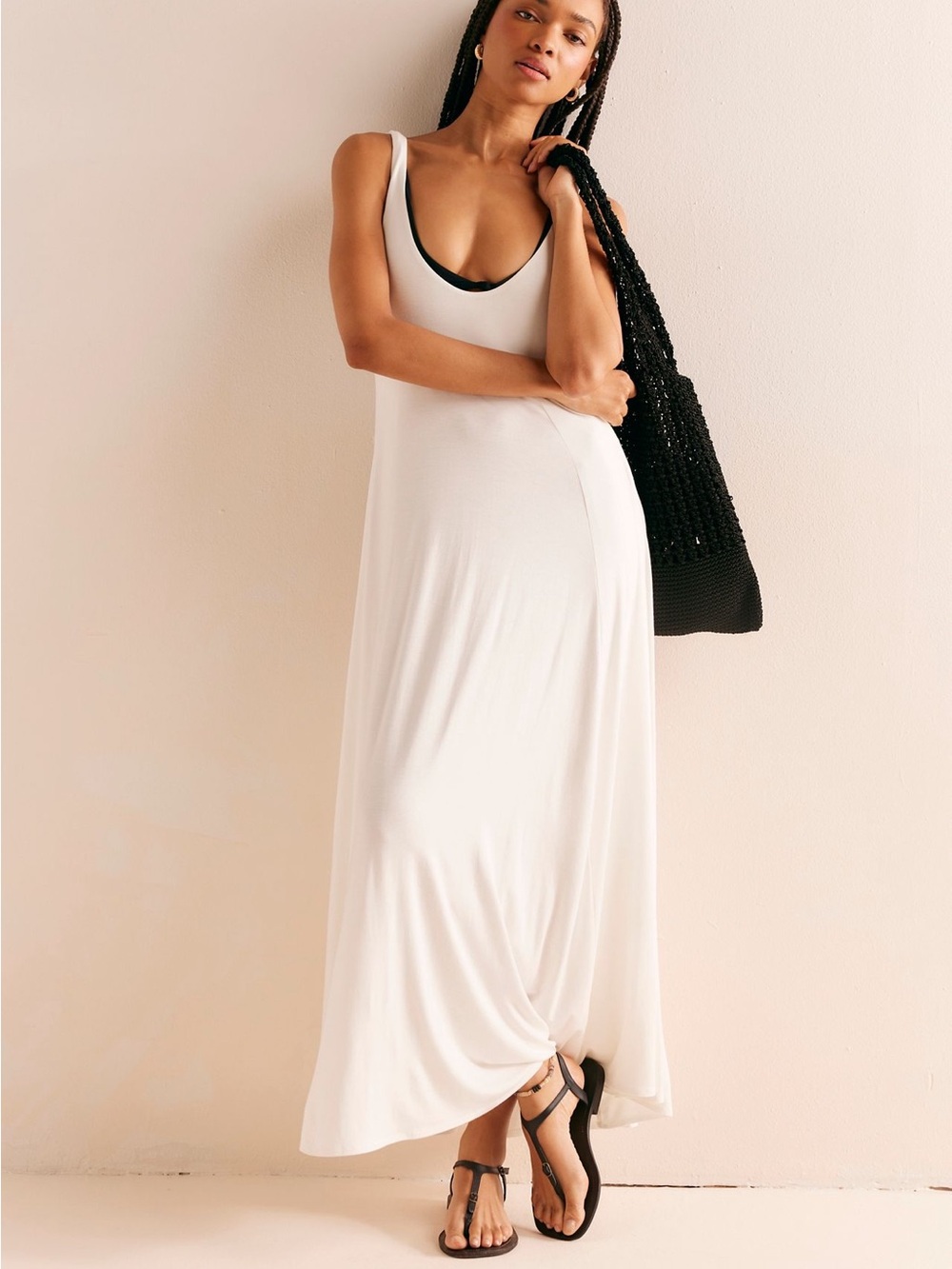 NWT FP Beach Scoop-Neck White Maxi Dress
